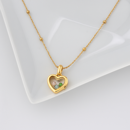 Floating Heart Birthstone Necklace