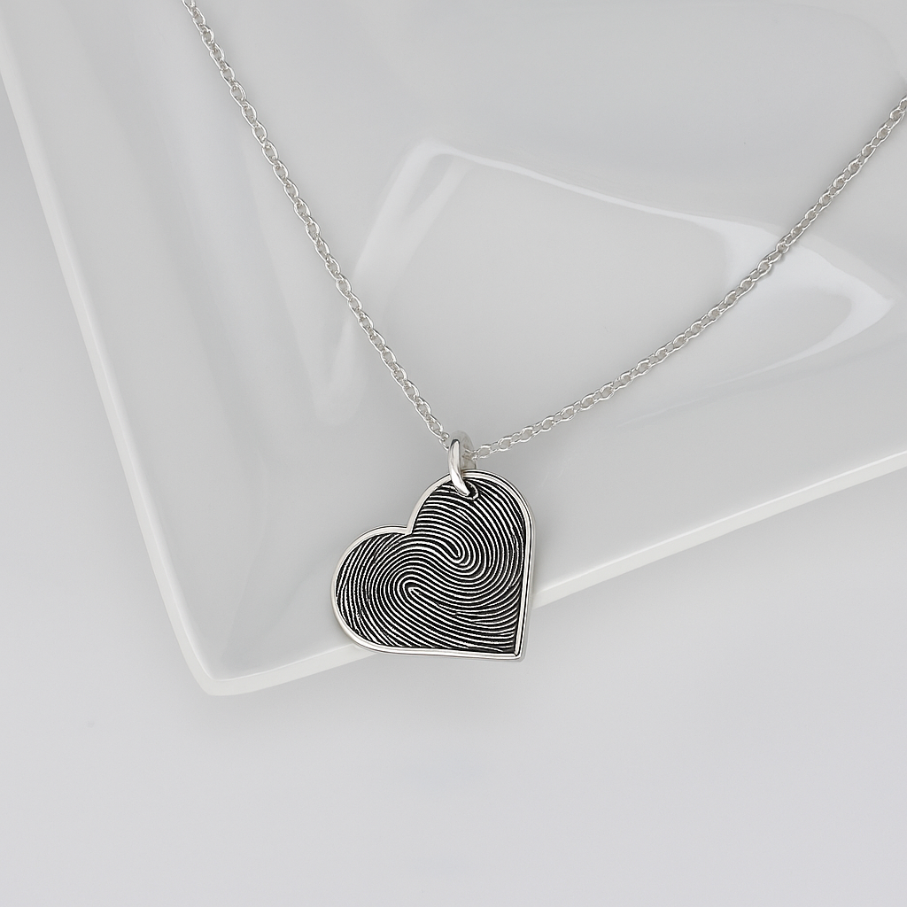 heart double fingerprint necklace