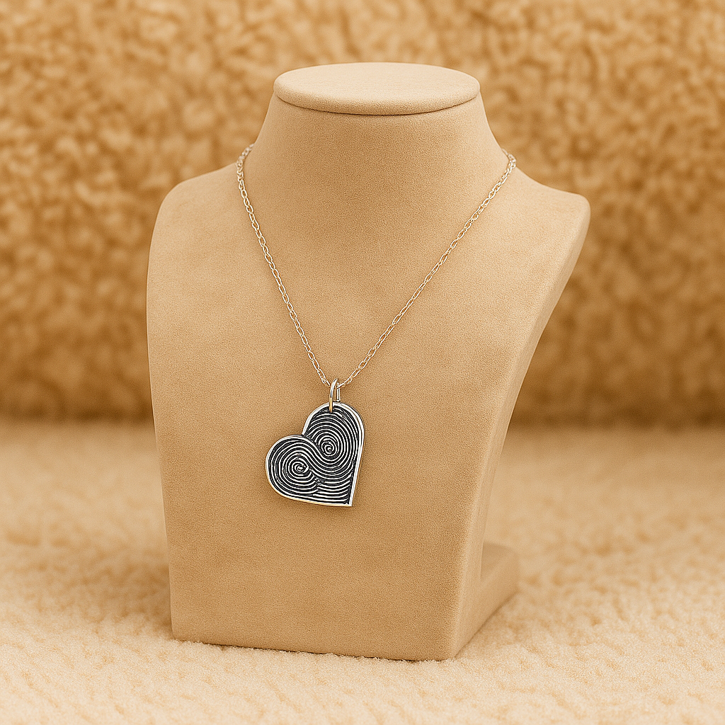 heart double fingerprint necklace