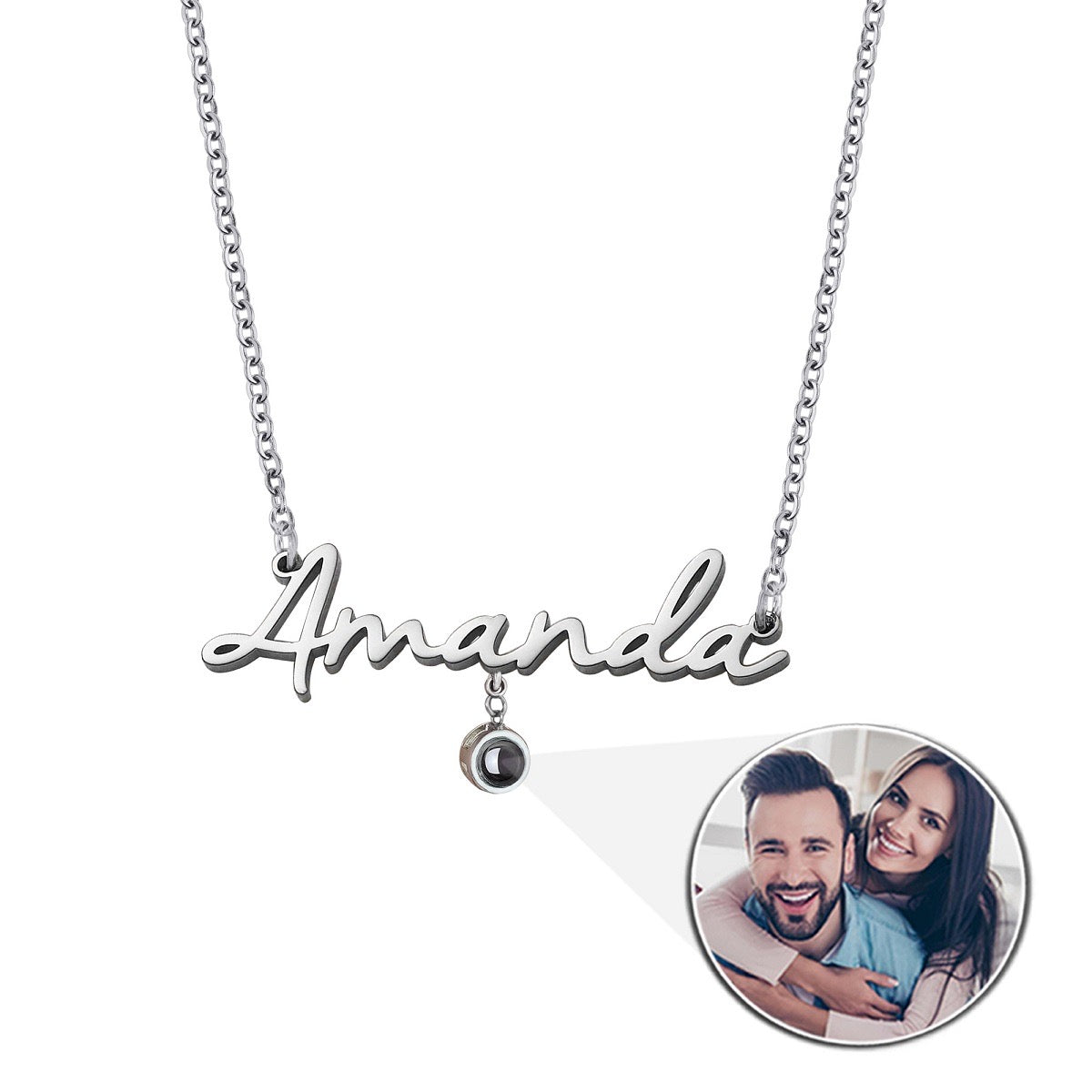 sterling silver necklace with photo inside