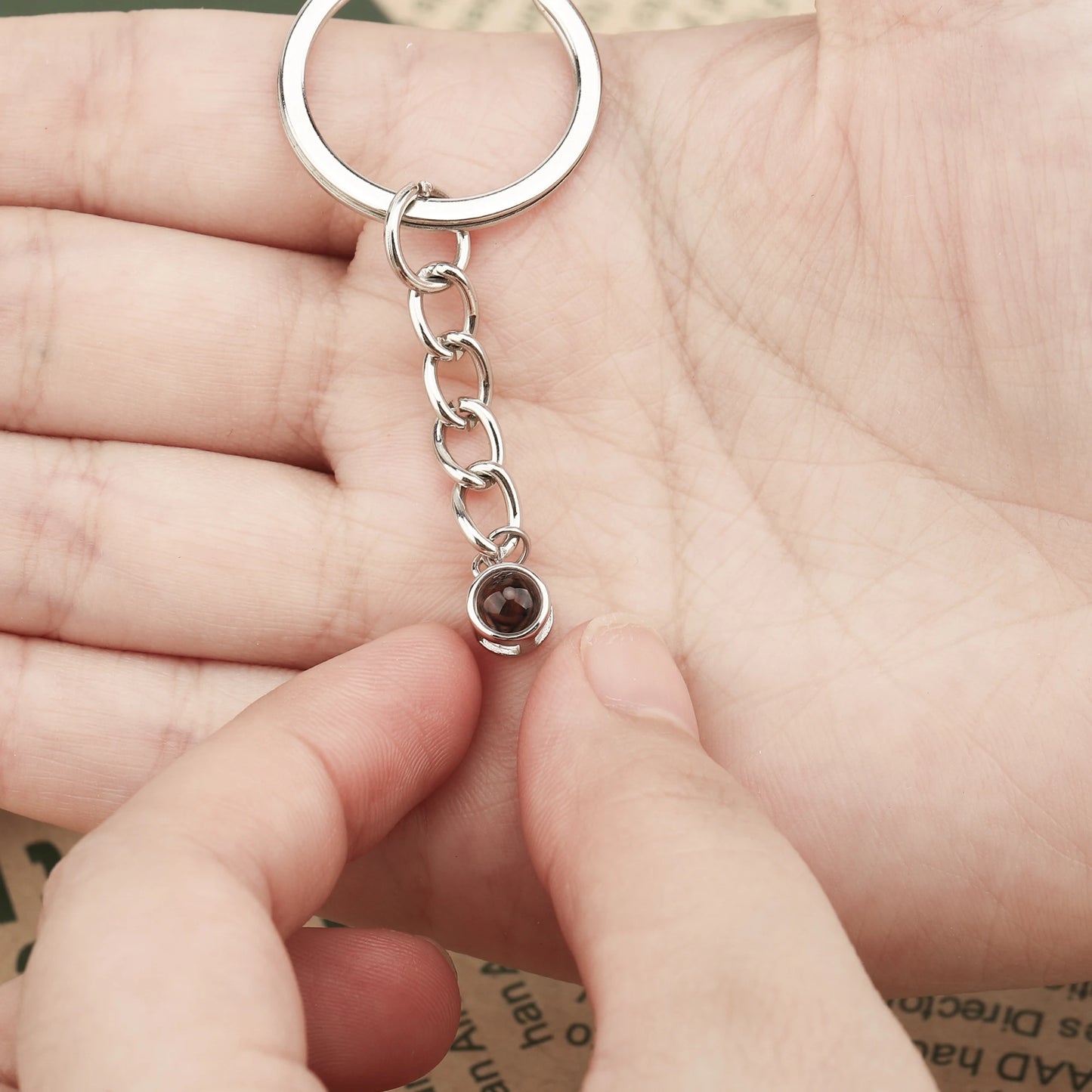 "minimalist photo keychain: a touch of sophistication"