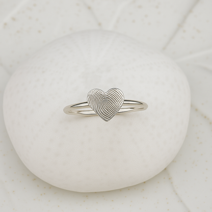 Small Heart Fingerprint Ring
