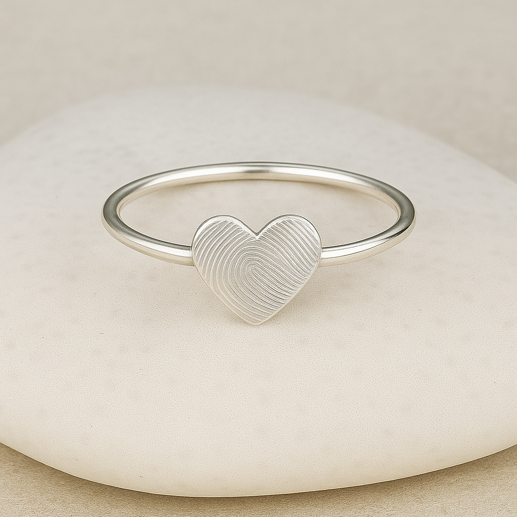 small heart fingerprint ring