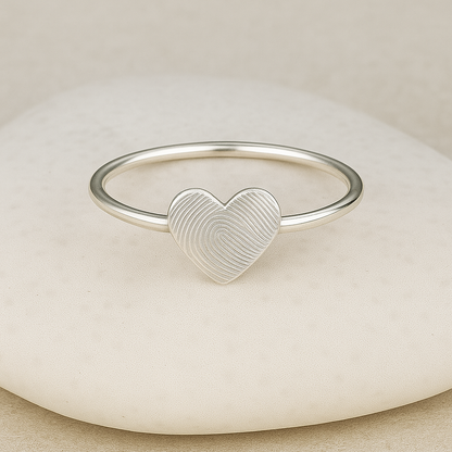 Small Heart Fingerprint Ring