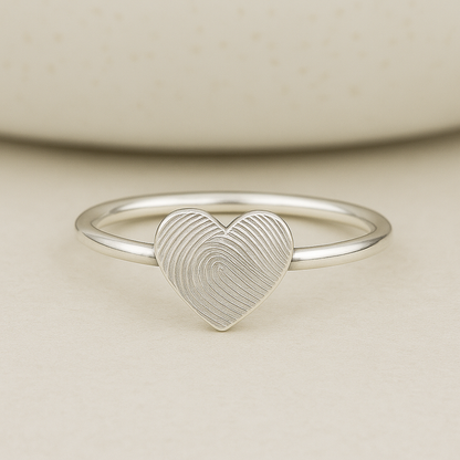 Small Heart Fingerprint Ring