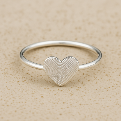 Small Heart Fingerprint Ring
