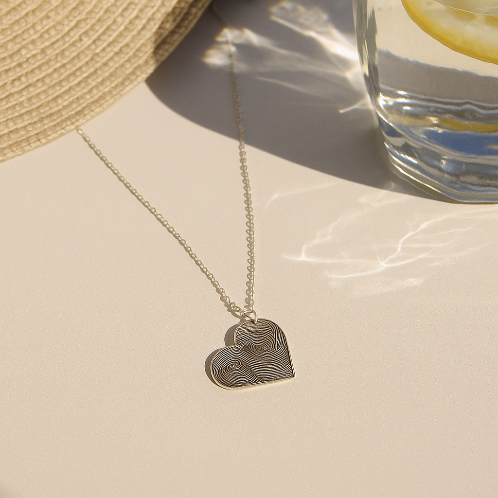 heart double fingerprint necklace