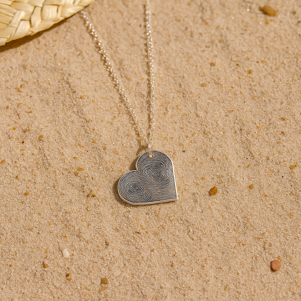 heart double fingerprint necklace
